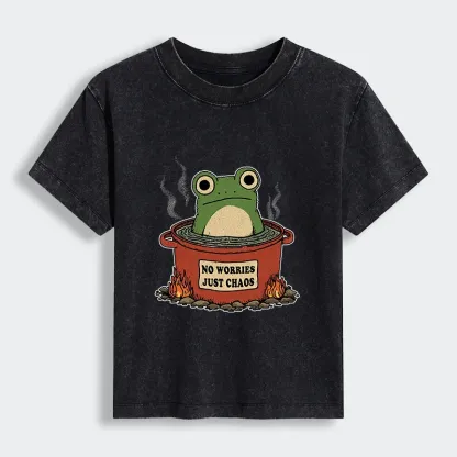 Tokyo-Lion Frog：No Worries，Just Chaos Women's Washed T-shirt
