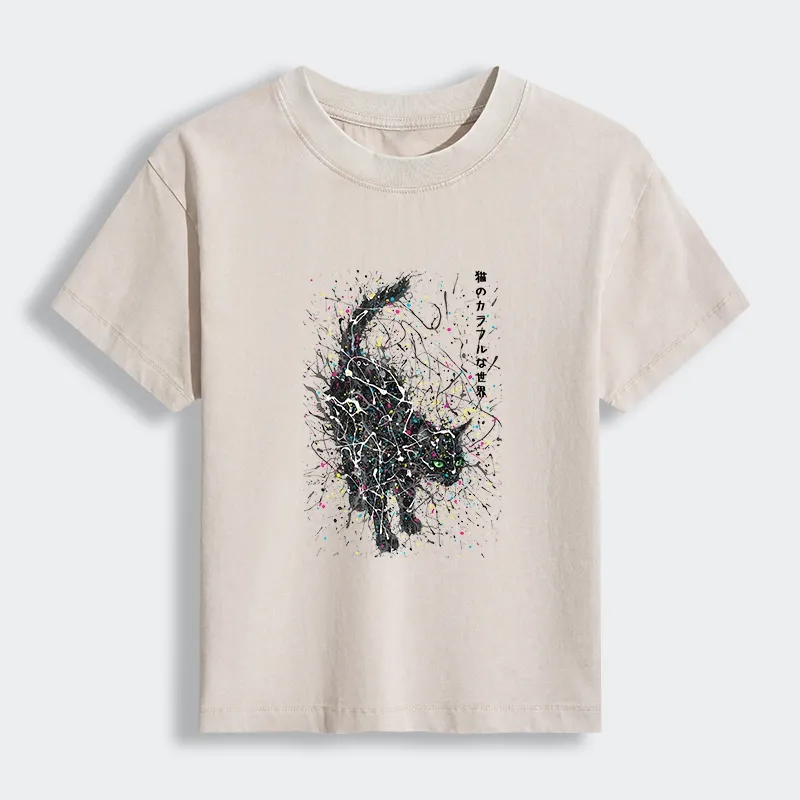 Tokyo-Lion In The Spectrum Of Cats Women's Washed T-shirt