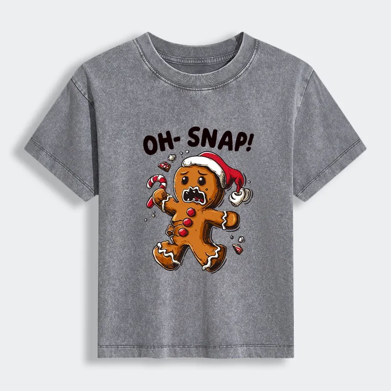 Tokyo-Lion Oh Snap The Gingerbread Man's Christmas Chaos Women's Washed T-shirt