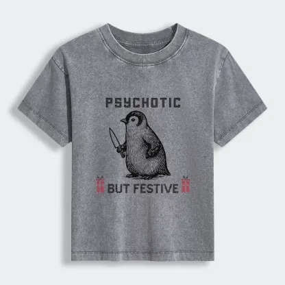 Tokyo-Lion Overstimulated but Festive Christmas Women's Washed T-shirt