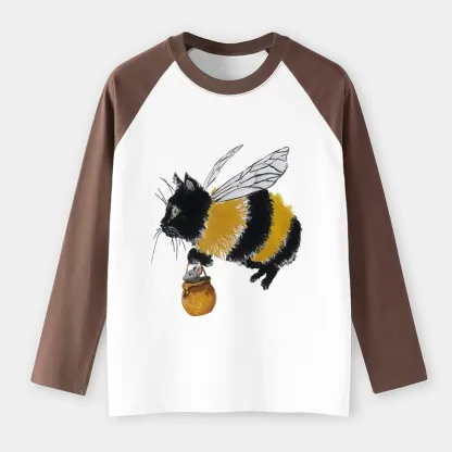 Tokyo-Lion Catbee Funny Raglan Long Sleeve T-shirt