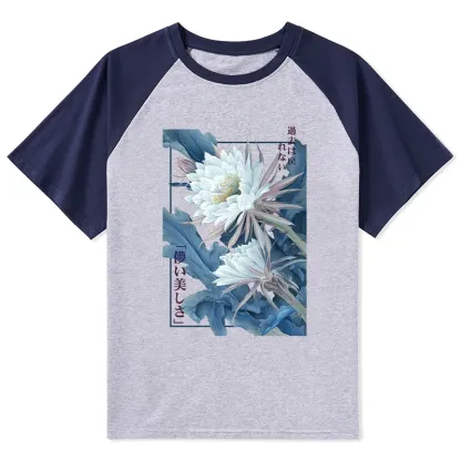 Tokyo-Lion Vintage Epiphyllum-Short-lived beauty Poster Raglan T-shirt