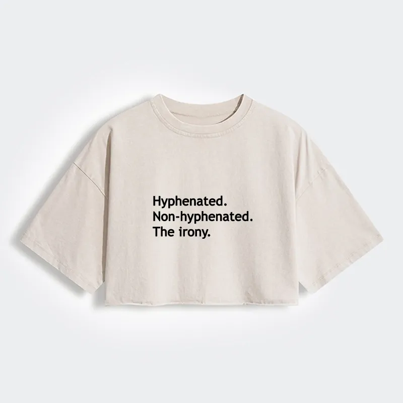 Tokyo-Lion Hyphenated Funny Women's Washed Crop T-Shirt