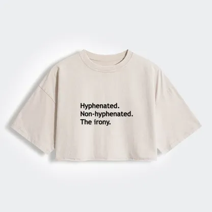 Tokyo-Lion Hyphenated Funny Women's Washed Crop T-Shirt