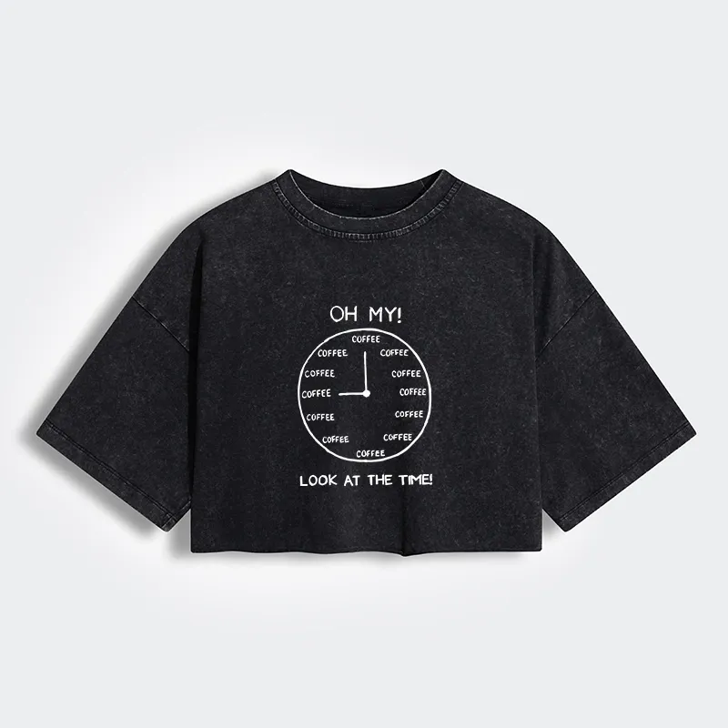Tokyo-Lion Coffee Time Women's Washed Crop T-Shirt
