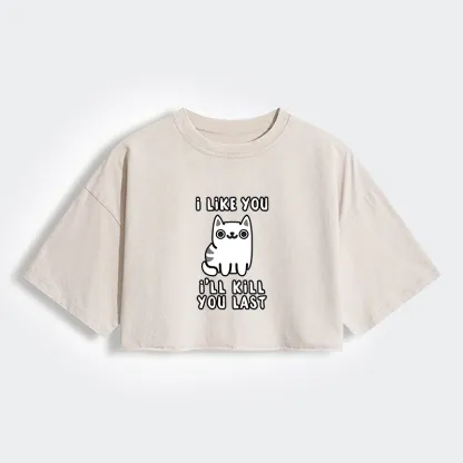 Tokyo-Lion Cats And Humans Have A Love-hate Relationship Women's Washed Crop T-Shirt