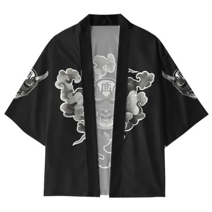 Tokyo-Lion Cloud Demon Oni Mask Kimono Cardigan