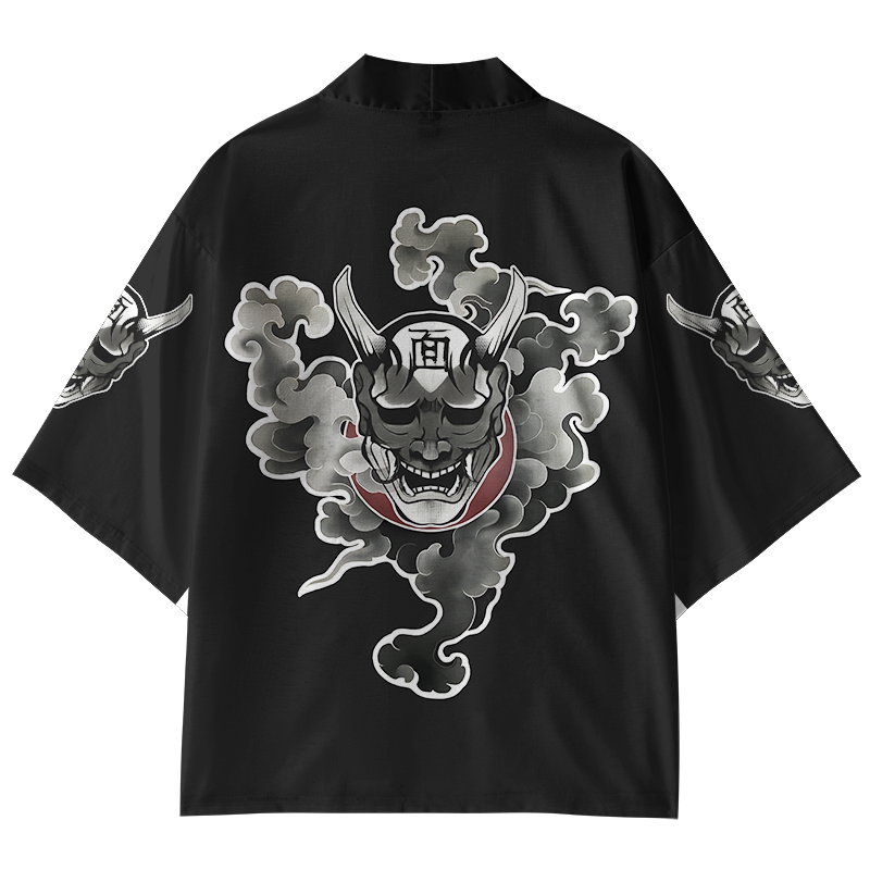 Tokyo-Lion Cloud Demon Oni Mask Kimono Cardigan