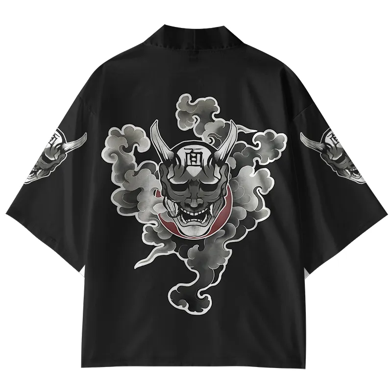Tokyo-Lion Cloud Demon Oni Mask Kimono Cardigan