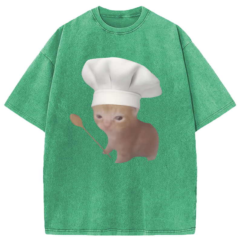 Tokyolion Funny Culinary Kitty Meme Washed T-Shirt