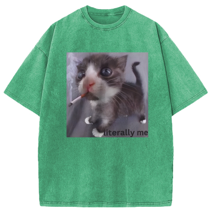 Tokyolion Literally Me Smoking Cat Washed T-Shirt