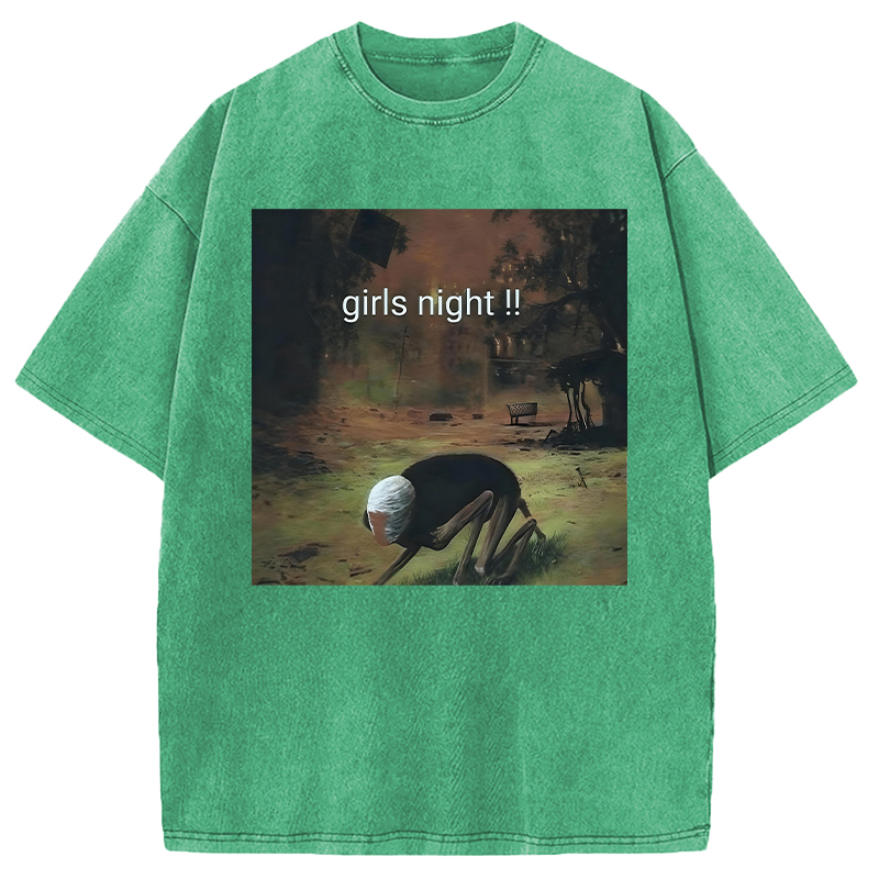 Tokyolion Girls Night Meme Washed T-Shirt