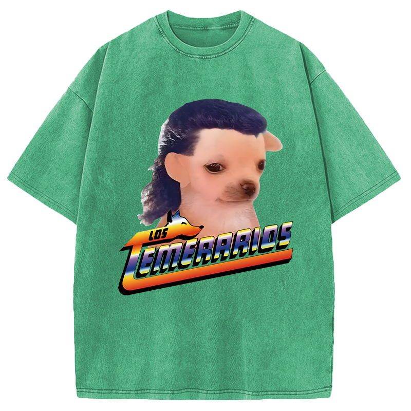 Tokyolion Chihuahua Mullet Meme Washed T-Shirt