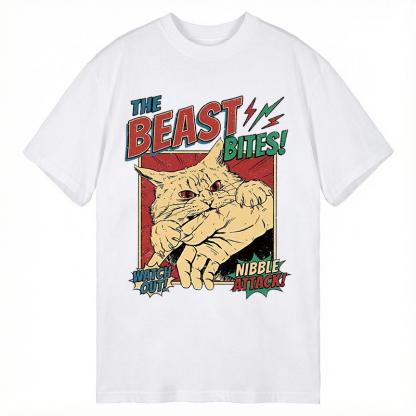 TokyoLion Vintage Horror Cat Bite Classic T-Shirt-Tokyo-Lion