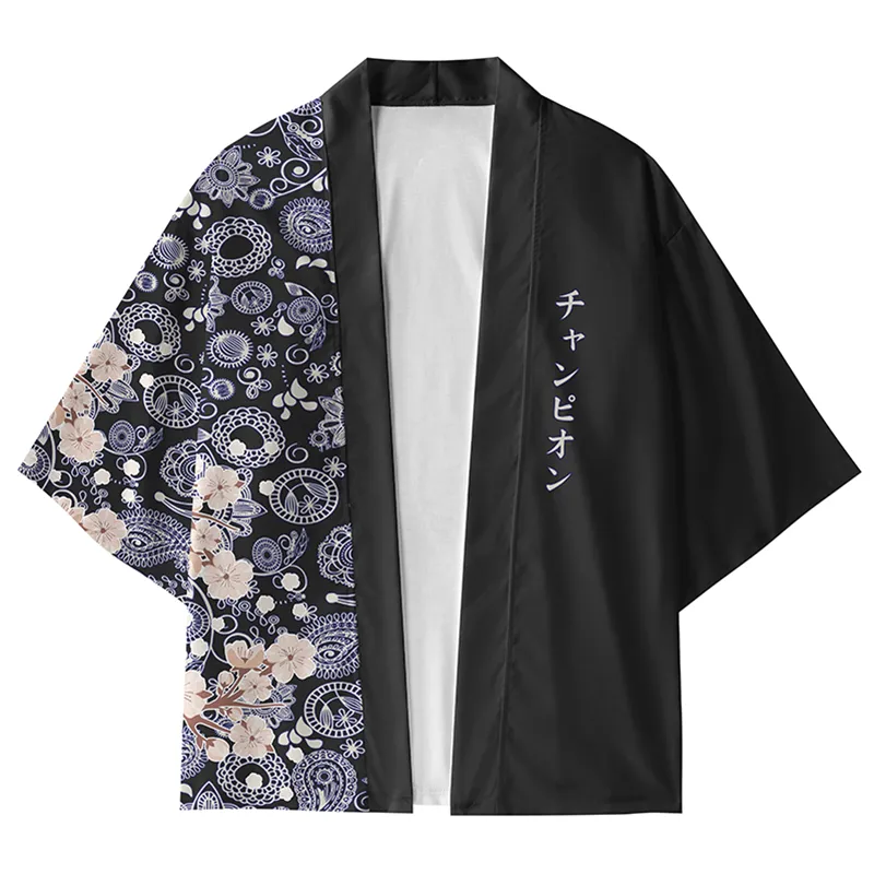 Tokyo-Lion Flower Pattern Kimono Cardigan