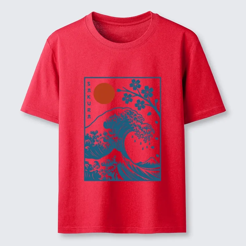 Tokyo-Lion Japanese The Great Wave And Sakura Classic T-Shirt