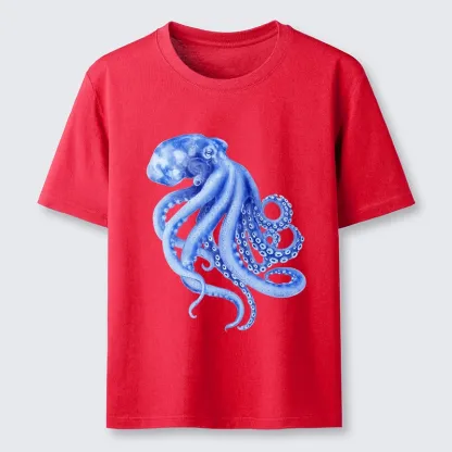 Tokyo-Lion Retro Blue Octopus Classic T-Shirt
