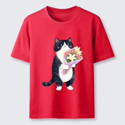 Tokyo-Lion Sweet Cat Delivers Flowers Classic T-Shirt