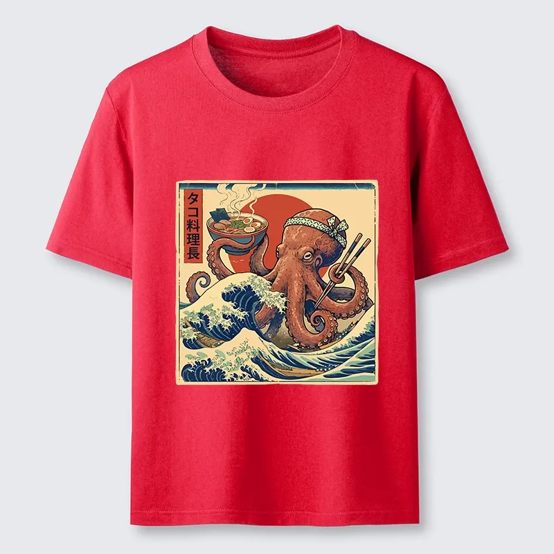 Tokyo-Lion Ukiyo-E Octopus Ramen Master Classic T-Shirt-Tokyo-Lion