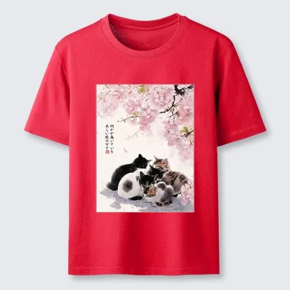 Tokyo-Lion Cute Cats Sakura Garden Classic T-Shirt
