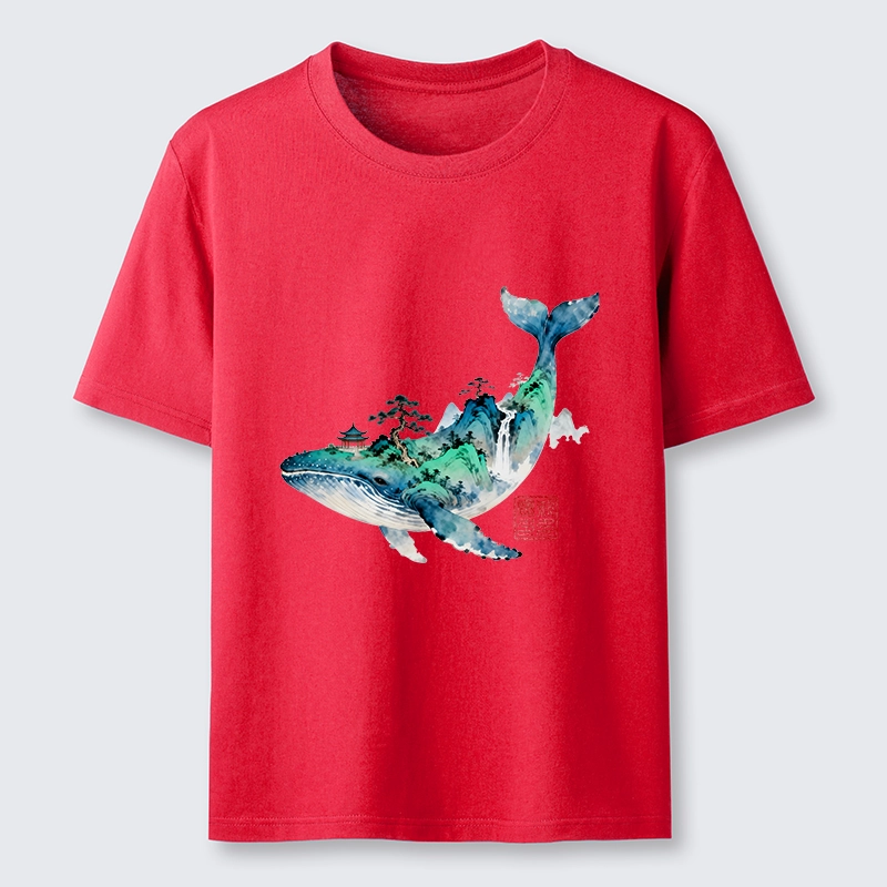 Tokyo-Lion Whale Ink Painting Landscape Classic T-Shirt