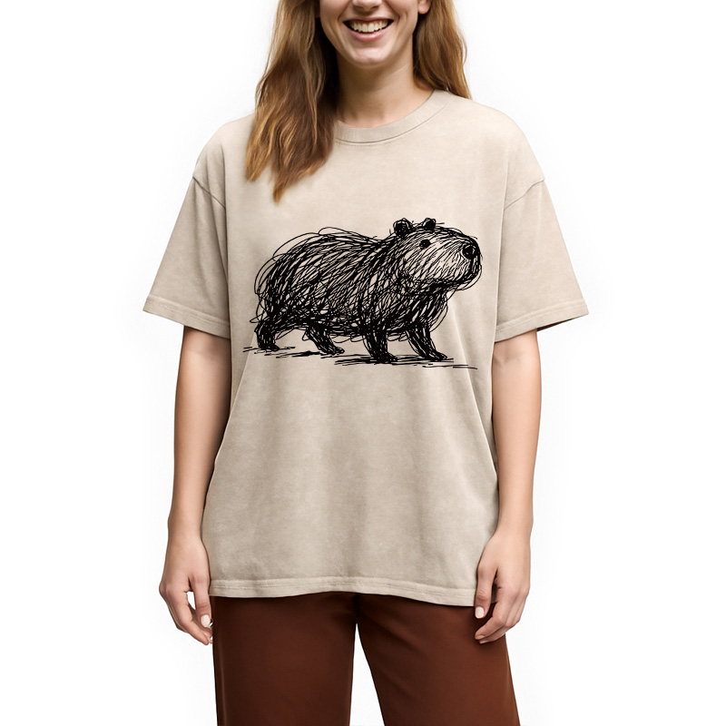 Tokyolion Minimalist Capybara Washed T-Shirt