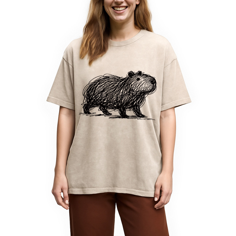 Tokyolion Minimalist Capybara Washed T-Shirt