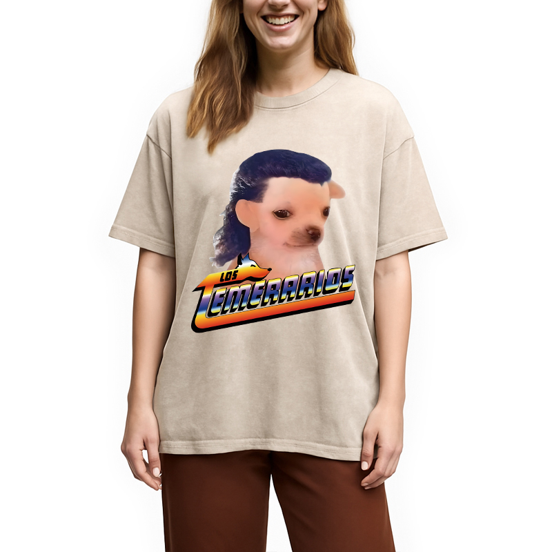 Tokyolion Chihuahua Mullet Meme Washed T-Shirt