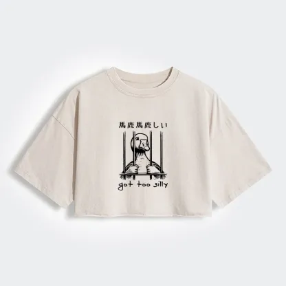 Tokyo-Lion Got Too Silly Women's Washed Crop T-Shirt