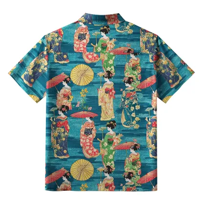 Tokyo-Lion Japanese Geisha Aloha Hawaiian Shirt