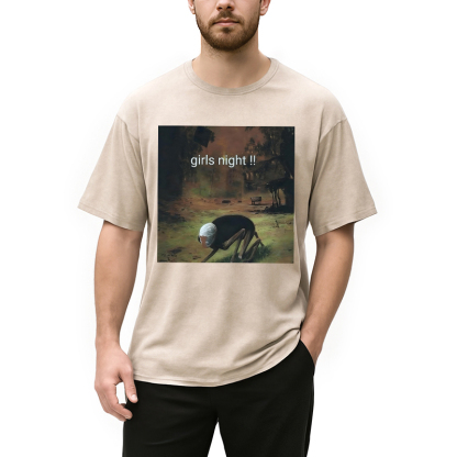 Tokyolion Girls Night Meme Washed T-Shirt