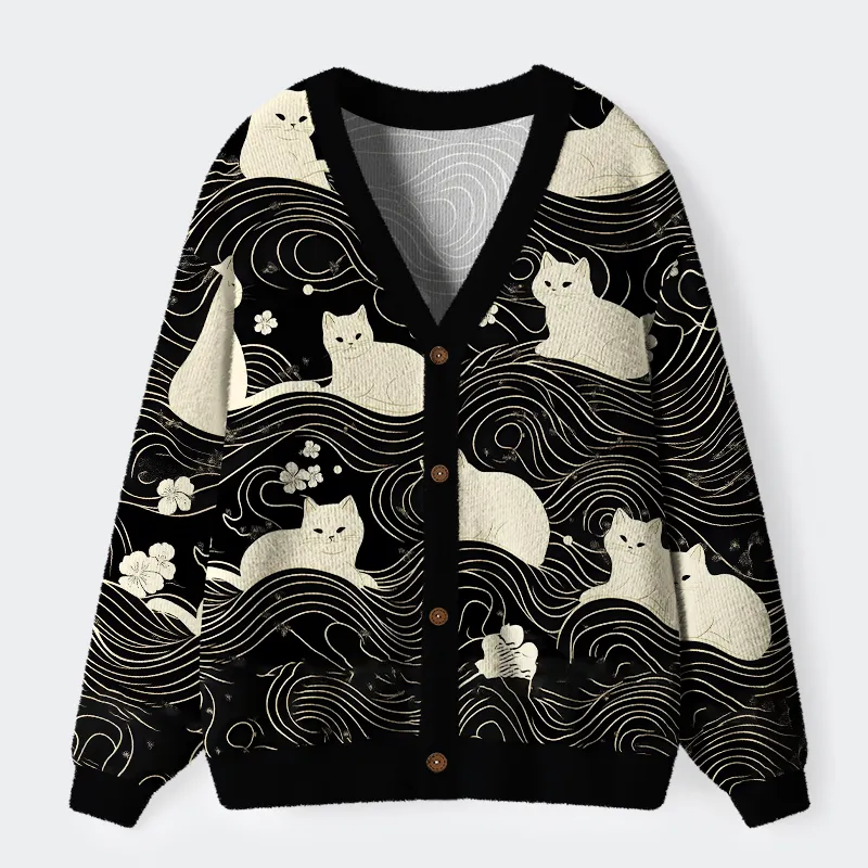 Tokyo-Lion Mysterious Cat Ugly Cardigan Sweater