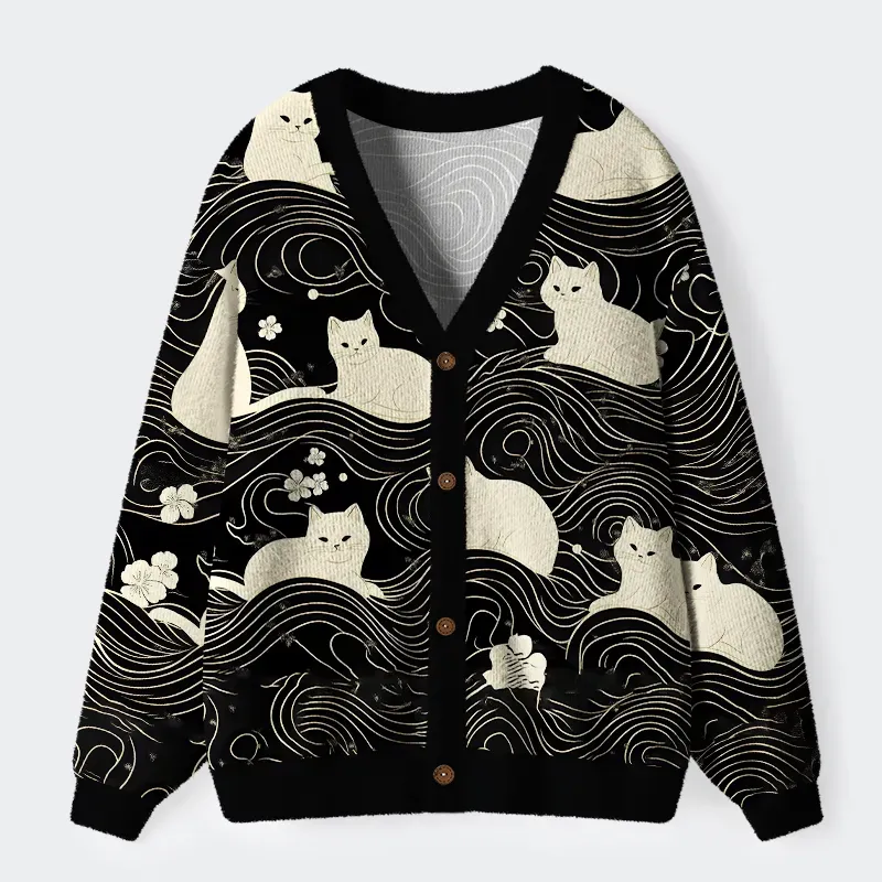 Tokyo-Lion Mysterious Cat Ugly Cardigan Sweater