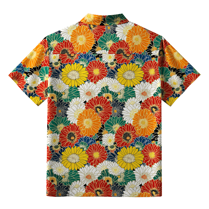 Tokyo-Lion Colorful Chrysanthemums Aloha Hawaiian Shirt