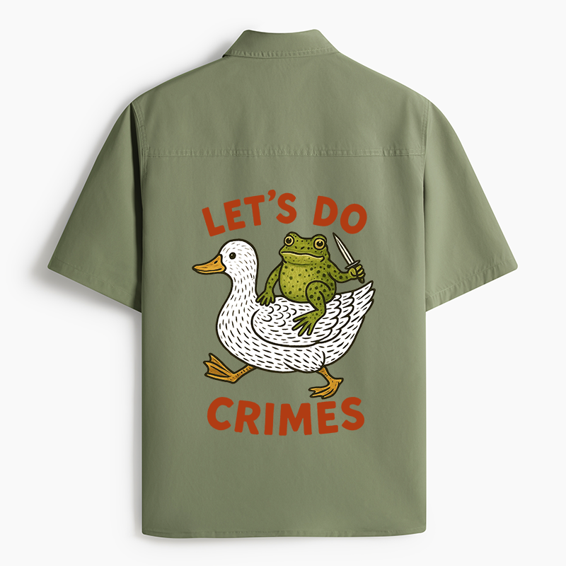 Tokyo-Lion Frog Ready To Commit Crime Work Shirt-Tokyo-Lion