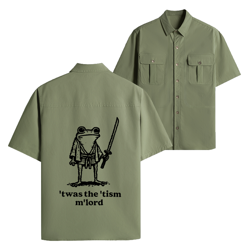 Tokyo-Lion Focused Samurai Frog Work Shirt-Tokyo-Lion