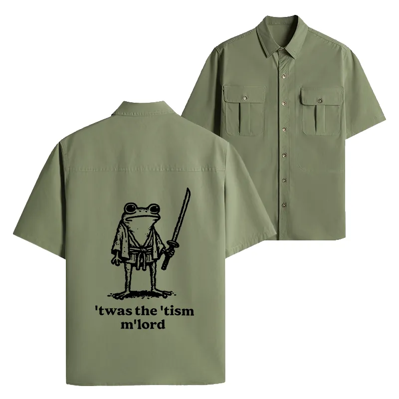 Tokyo-Lion Focused Samurai Frog Work Shirt-Tokyo-Lion