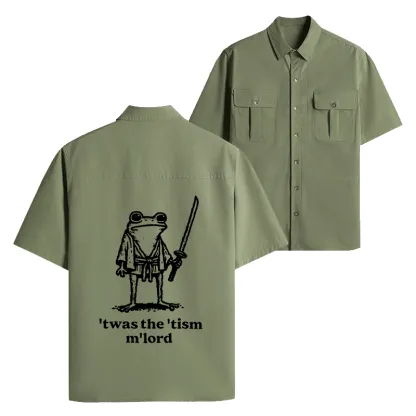 Tokyo-Lion Focused Samurai Frog Work Shirt-Tokyo-Lion