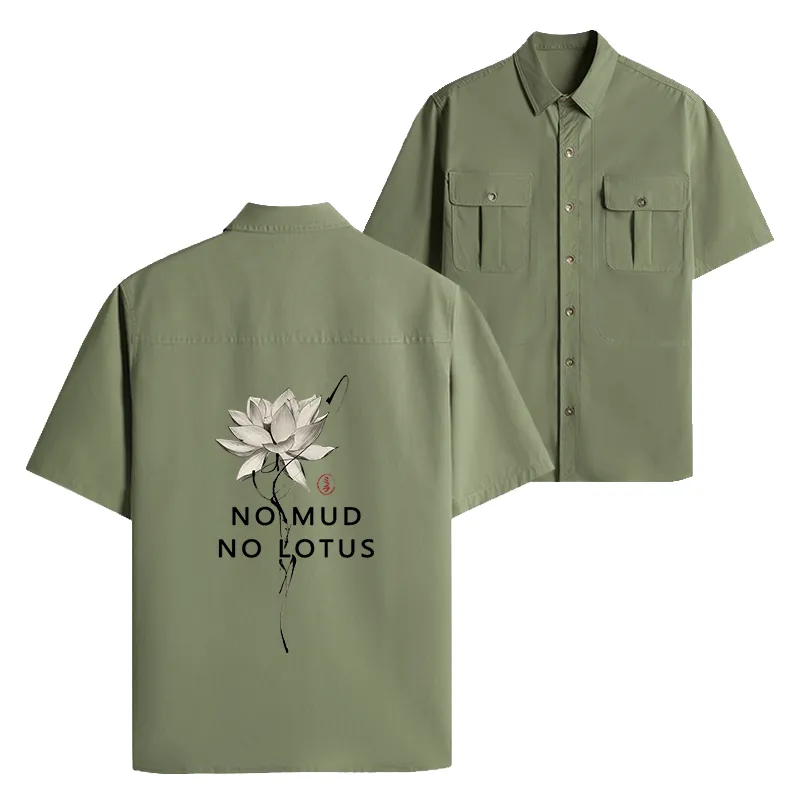 Tokyo-Lion Japanese Zen Lotus Work Shirt