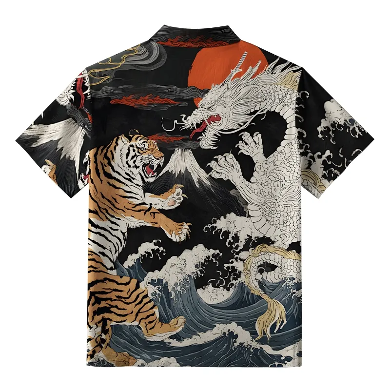 Tokyo-Lion Fight Between Dragon And Lion Aloha Hawaiian Shirt
