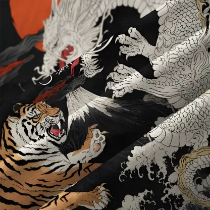 Tokyo-Lion Fight Between Dragon And Lion Aloha Hawaiian Shirt