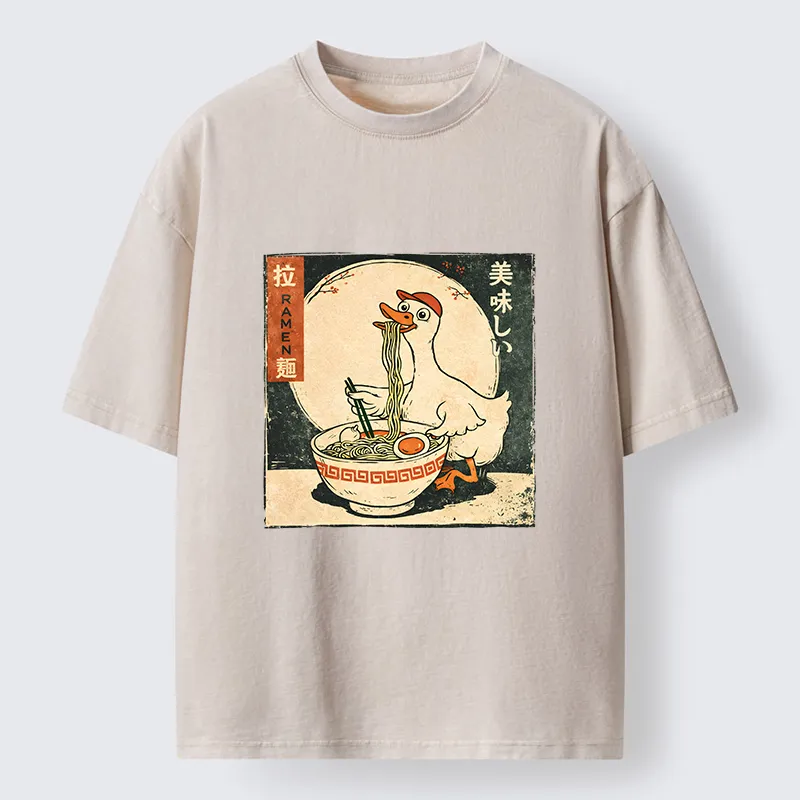 Tokyo-Lion Retro Duck Ramen Washed T-Shirt