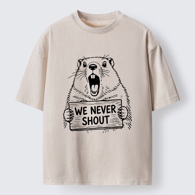 Tokyo-Lion Shouting Groundhog Meme Washed T-Shirt-Tokyo-Lion