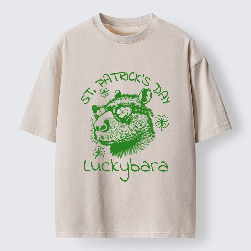 Tokyo-Lion St Patrick's Day Capybara Meme Washed T-Shirt