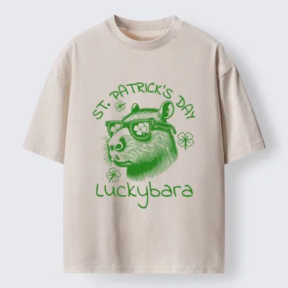 Tokyo-Lion St Patrick's Day Capybara Meme Washed T-Shirt