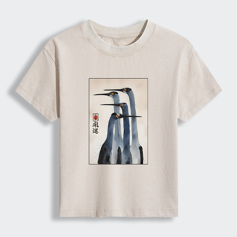 Tokyo-Lion Retro Sandhill Crane Women's Washed T-shirt