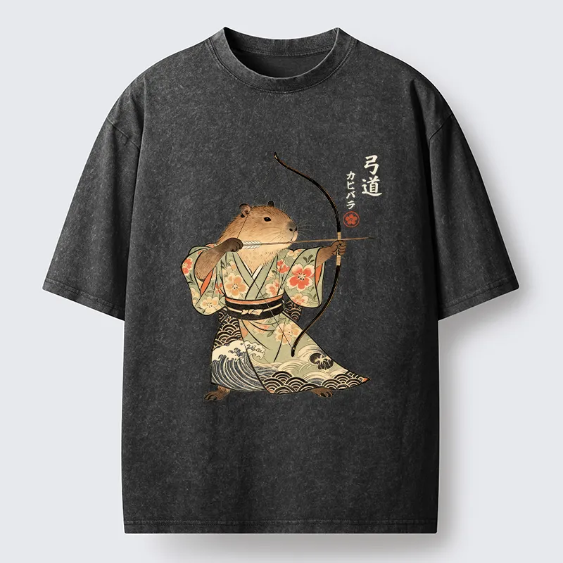 Tokyo-Lion Capybara Archery Washed T-Shirt