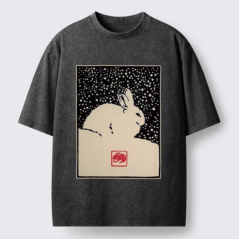 Tokyo-Lion Rabbit In The Snow Washed T-Shirt