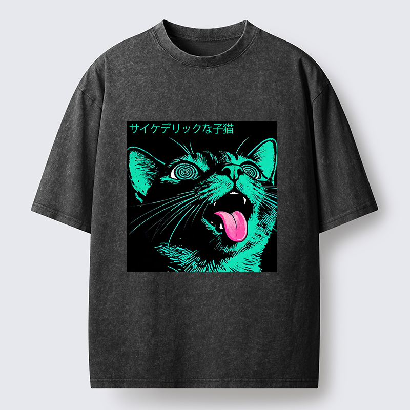 Tokyo-Lion Psychedelic Kitten Washed T-Shirt