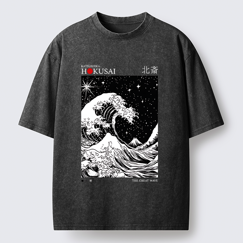 Tokyo-Lion Retro Wave Japan Washed T-Shirtt-Tokyo-Lion